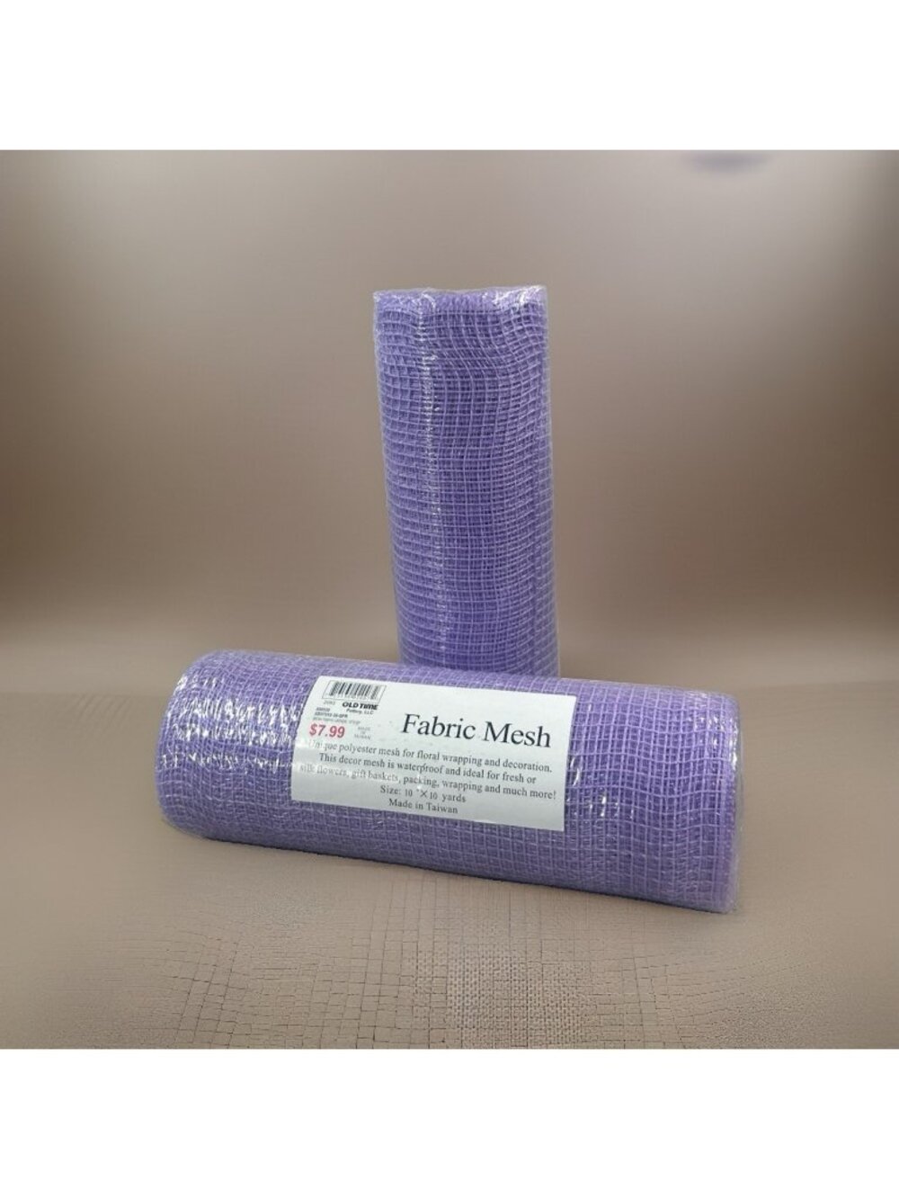 Lot of 2 Decorative Fabric Mesh Light Purple Crafting Ribbon 10” x 10 Yards New